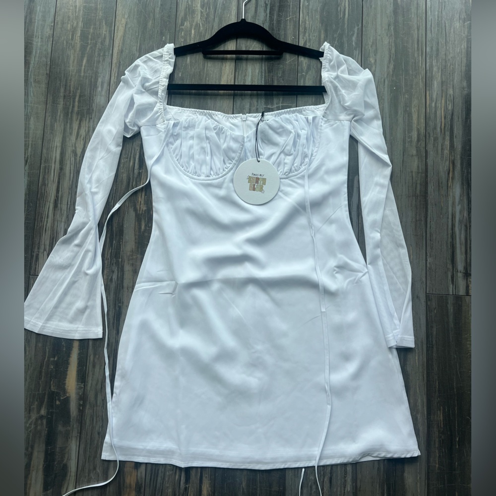 Princess Polly Elegant White Long-Sleeve Dress